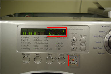 Dryer Displays A Scrolling Rectangle